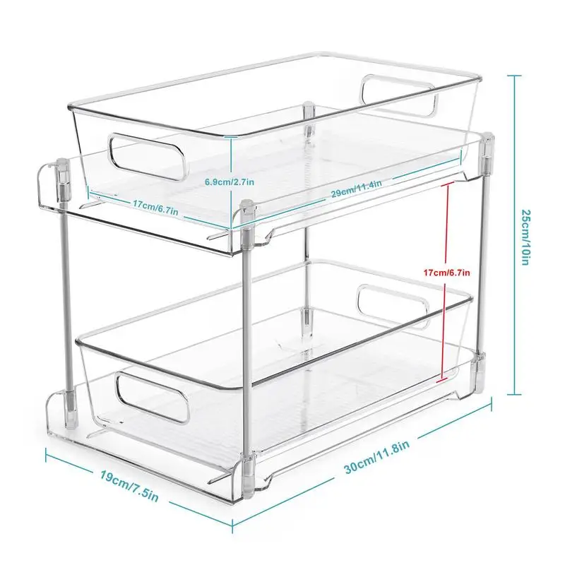 Clear Organizer with Dividers, Multi-Purpose Slide-Out Storage  Container,Bathroom Vanity Counter Organizing Tray Kitchen Storage -  AliExpress