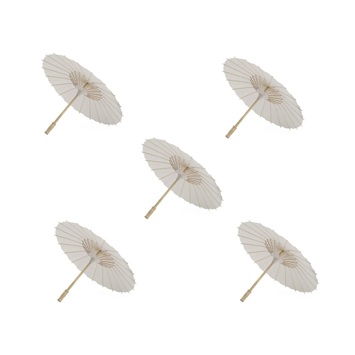 

5PCS Paper Parasol 60Cm Beach Umbrella White DIY Umbrella Photography Props for Baby Shower Party Wedding