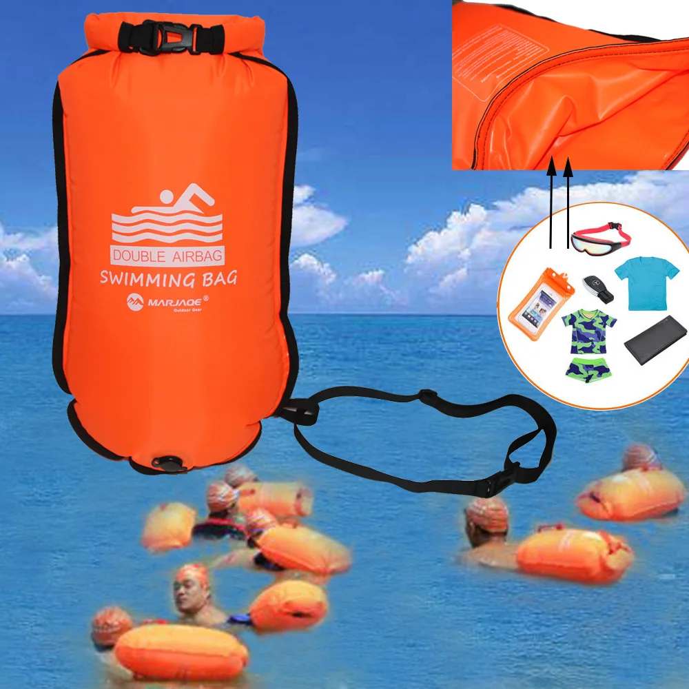 20L Inflatable Open Swimming Buoy Tow Float Dry Bag Double Air Bag with Waist Belt for Swimming Water Sport Storage Safety bag for clio 4 armrest box double doors open 7usb centre console storage box arm rest