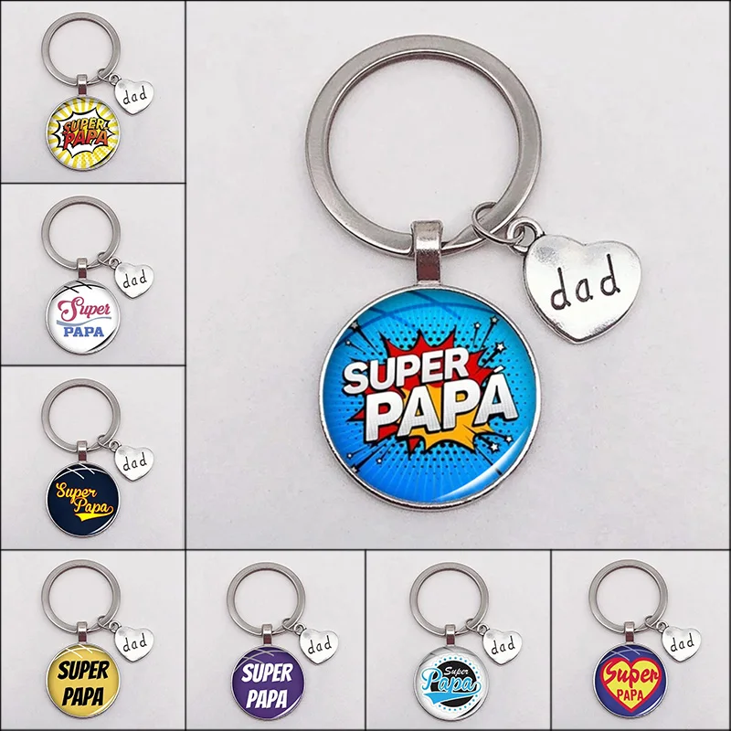 Fashion Personality Super Dad Keychain For Best Dad Gift Keychain Pendant Jewelry I Love Dad Keychain Men'S Collection