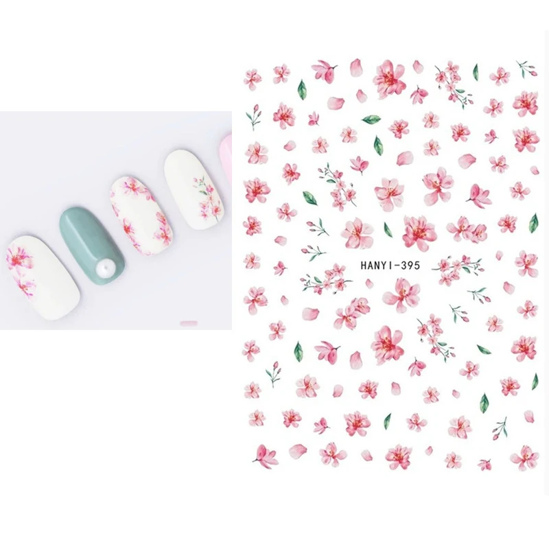 3D Nail Stickers Watercolor Nail Stickers Blue White Flower Nail Art Decals Beauty Flower Decoration For TIP NAIL Beauty