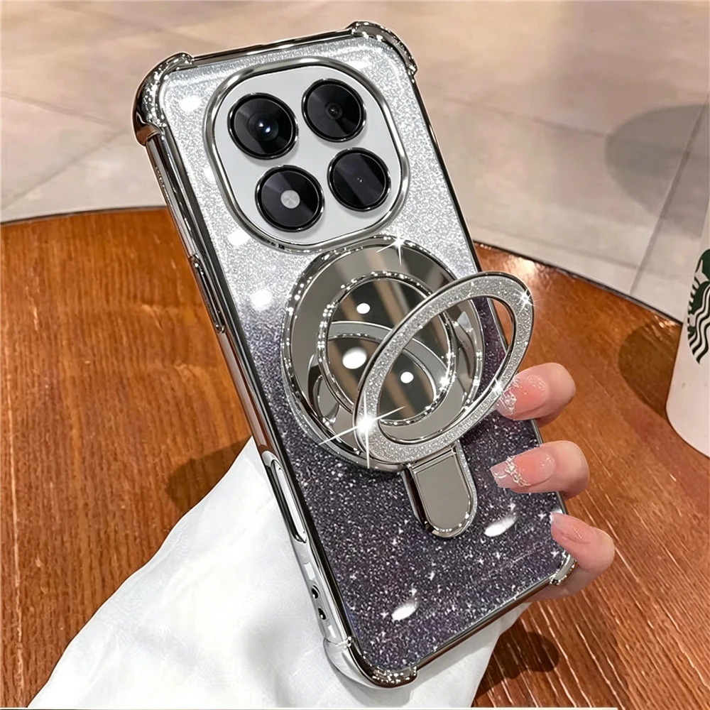 Luxury Plating Glitter Mirror Holder Shockproof Silicone Phone Case