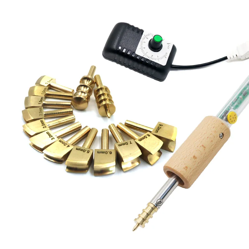 Leather Edge Tool Sets Soldering Iron Tips Lineer Edging Creaser Brass Head for Leather Craft DIY Creasing and Seal Polishing leather craft tool kit leather craft tool leather craft tools leather tools