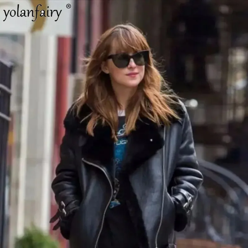 

Original Lamb Fur Coat Women's Clothing Winter Jackets Women Top Thick Warm Fashion Real Leather Coats Motorcycle Jacket FCY