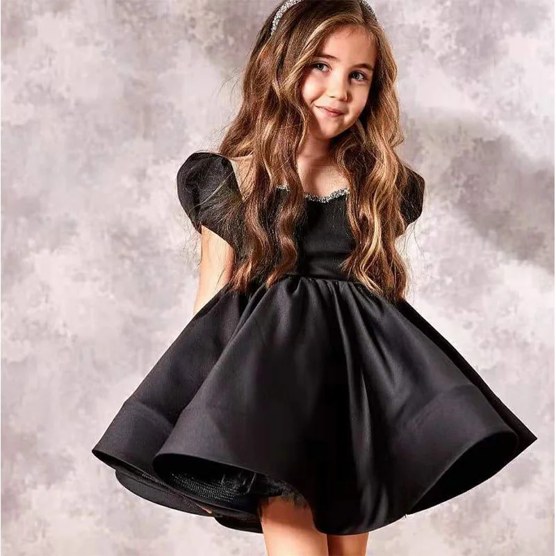 1-10Y Girls Bow Princess Dress Summer Kids Girls Performance Host Costume Dresses Children Party Prom Gown Vestido Formal Dress matching family fall outfits Family Matching Outfits
