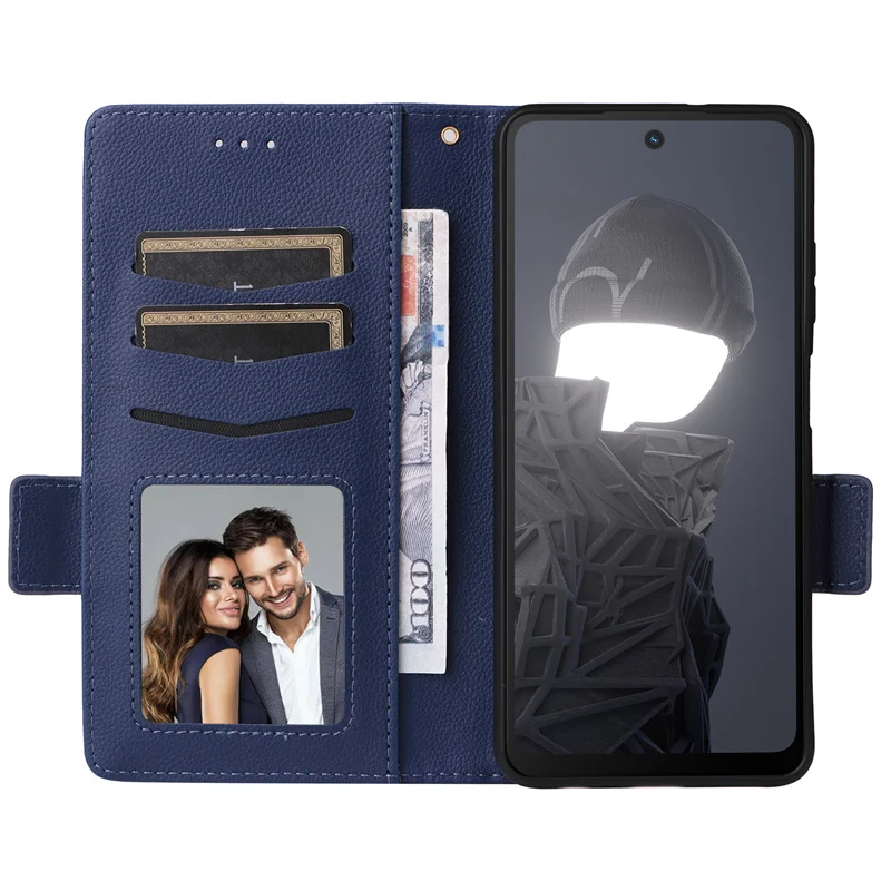 Enhanced Magnetic Wallet Phone Case with Side Buckle and Hanging Rope