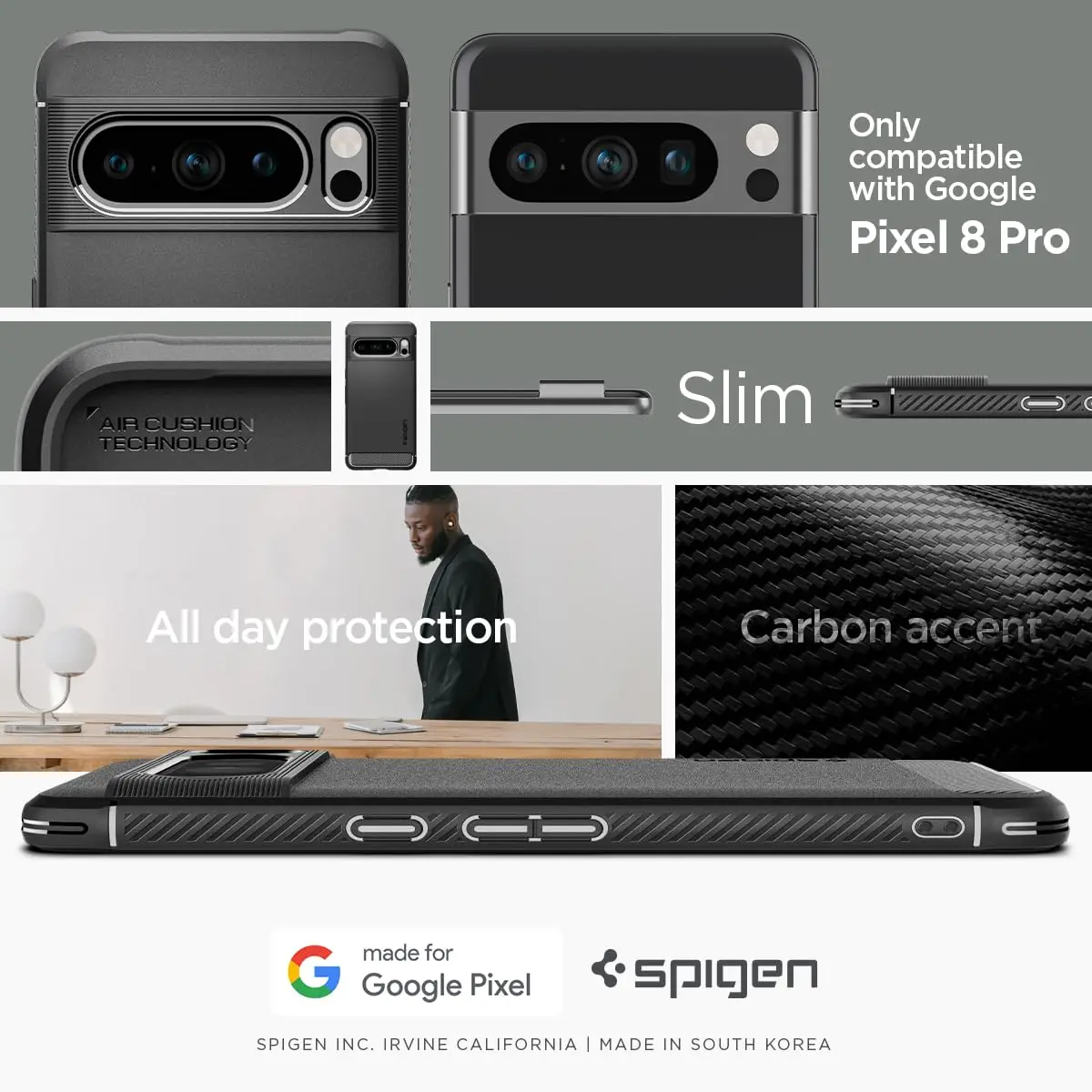 Funda Spigen Tough Armor Google Pixel 8 Negro Case - Shop