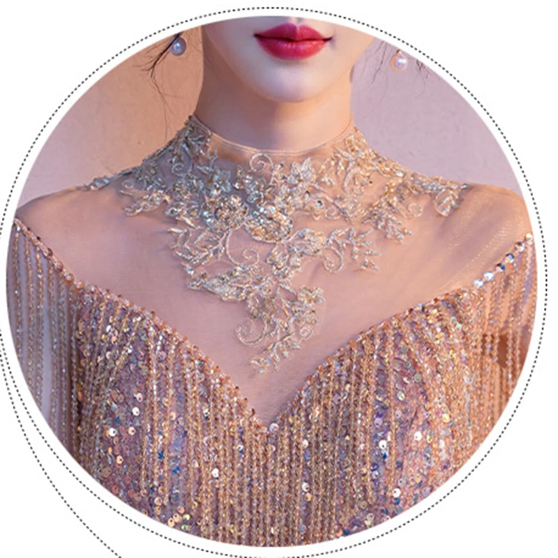 2024 New Birthday Ball Party Banquet Evening Dress Women'S Long Style Style Host Graduation Chorus Performance Wedding Dress