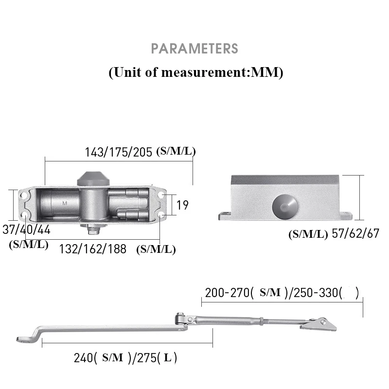 Automatic Door Closer 2 Spring Hydraulic Adjustable Door Stopper Speed Mute Closing For 25 to 85KG Hardware