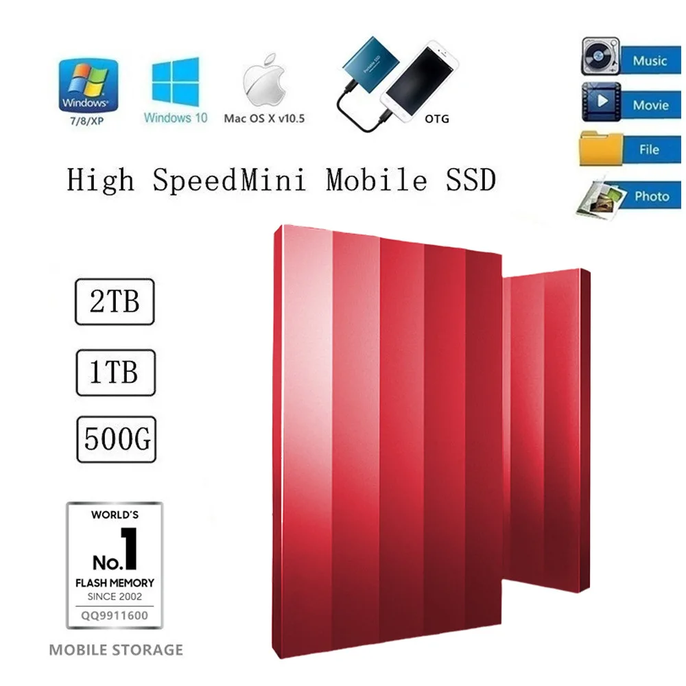 

Portable SSD 1TB 2TB High-speed Drive Type-C Interface Mini Hard Disk External 500GB Mobile Hard Disk For Laptops/desktop/phones