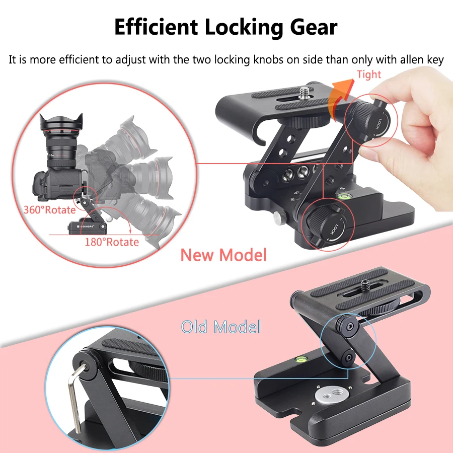 FZ-9 Upgraded Z-Flex Tilt Folding Head for Canon Nikon Sony DSLR Camera Camcorde