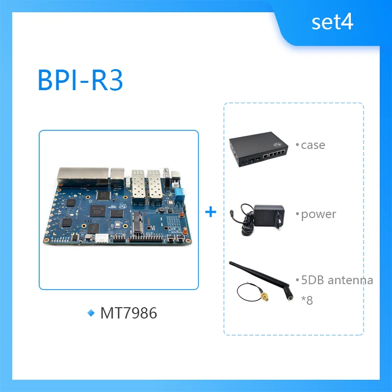 Banana Pi BPI-R3 Router Board, OpenWRT Dual-Band WiFi 6 Router with MediaTek MT7986 CPU, Support WiFi 6 and 2x 2.5GbE SFP Ethernet for NAS and Smart Home