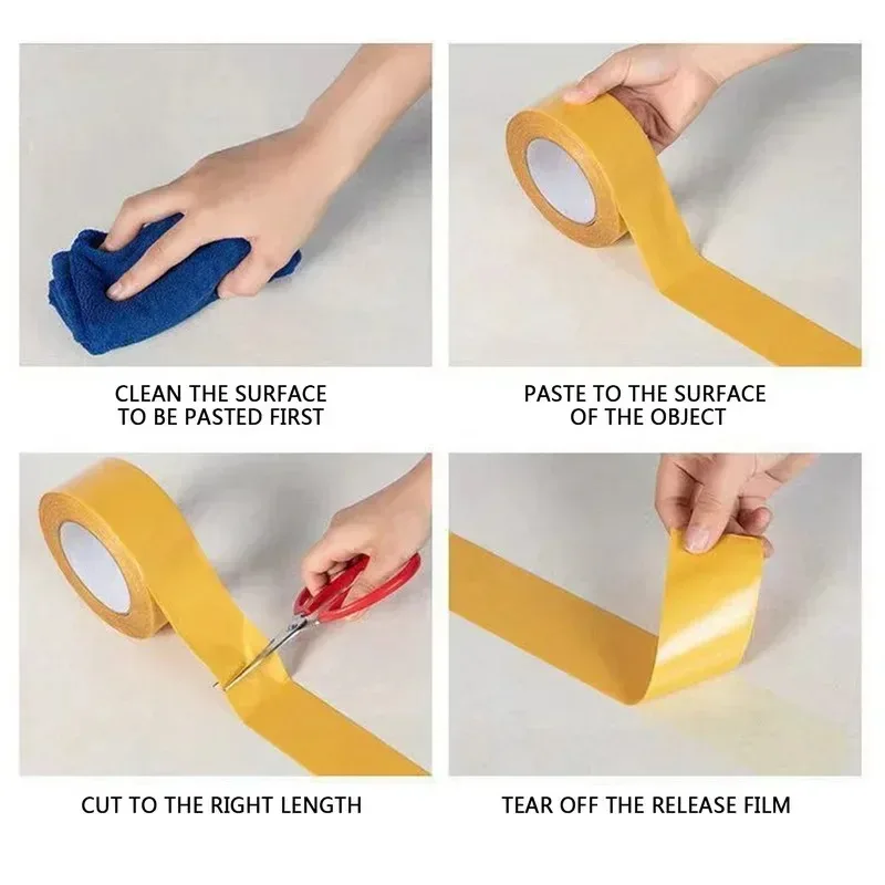 Traceless 강력한 고정 양면 접착 테이프 헤비 듀티 반투명 메쉬 방수 Traceless 강력한 그리드 카펫 테이프