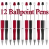 12Pcs Beadable Ballpoint Pens Plastic Xmas Bead Pen Ballpoint Pens Black Ink Ball Pen for Kids Students 1
