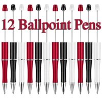 12Pcs Beadable Ballpoint Pens Plastic Xmas Bead Pen Ballpoint Pens Black Ink Ball Pen for Kids Students 1