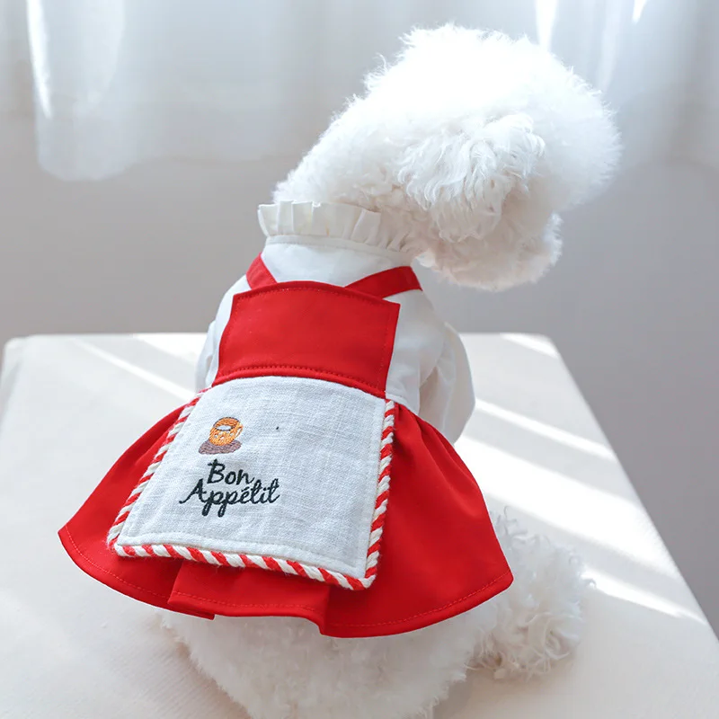 

Pet Circle Dog Dog Cat Cat Costume Two-legged Suit Teddy Bichon Cute Pet Clothes French Red Dress