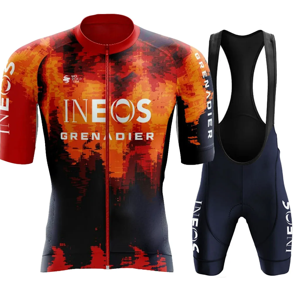 Fashion Ineos Grenadier Team Cycling Jersey Set Mens Bicycle Blue Clothing Bike Shirts Suit Bicycle Bib Shorts MTB WearRopa