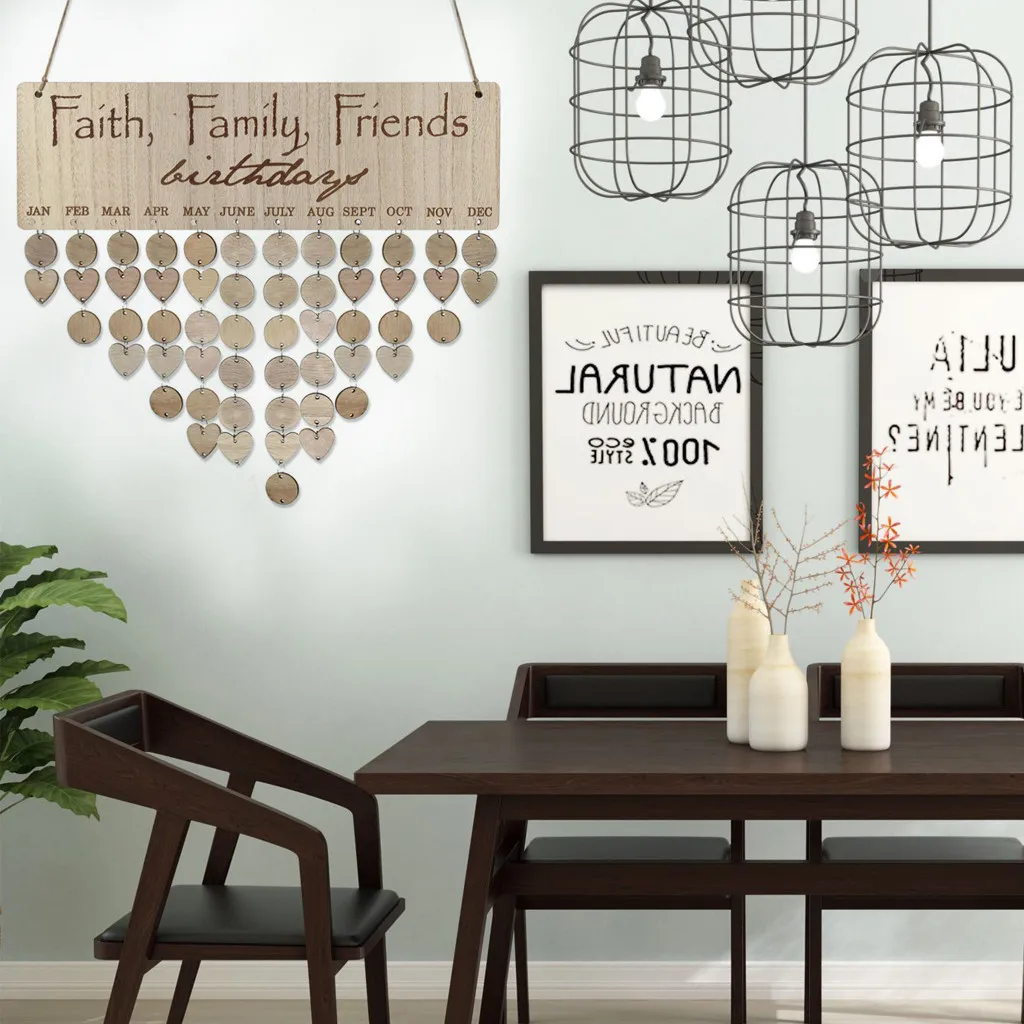 Calendar Reminding Wood Friends Gifts Wooden Calendar Plaque Birthday Reminder Reminder Hanging Family Birthday Boards