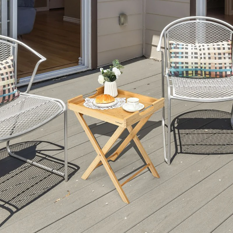 

Bamboo Lipped Multi-Functional Snack Side Table