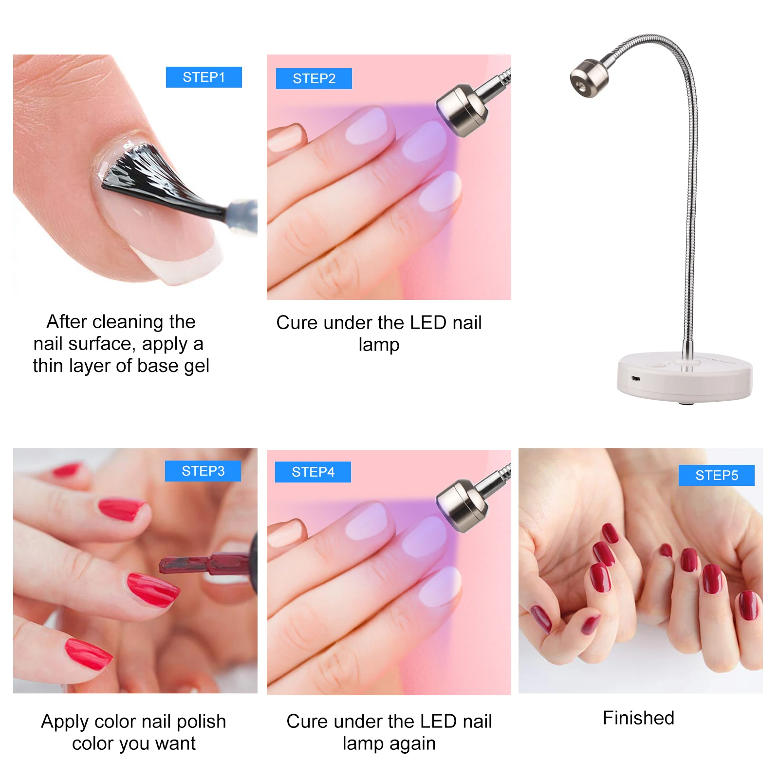 Mini UV LED Nail Lamp Flexible Lamp  Gel Polish Nail Dryer Curing Lamp Nail UV Light LED Therapy Light Nail Art Tools