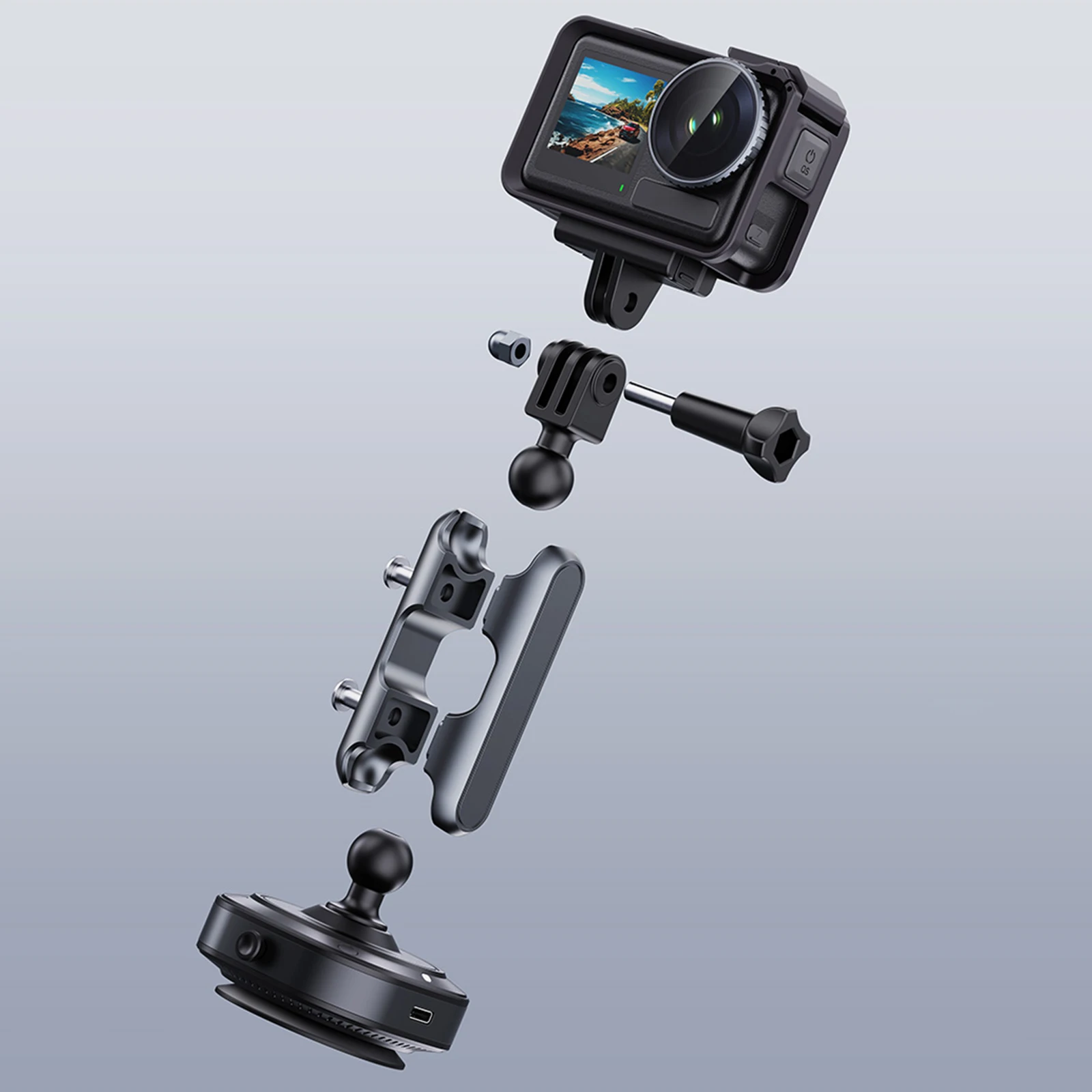 Suction Cup Camera Car Mount 360 Adjustable Car Action Camera Holder for DJI/Insta360/GoPro Action Camera Mount