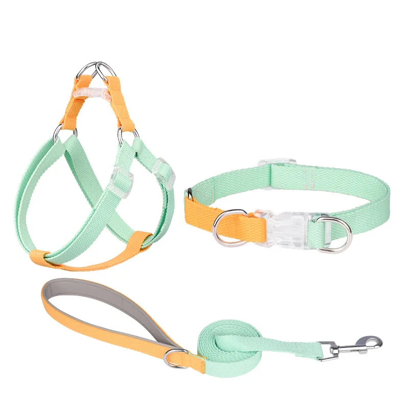 thumbnail image 1 of Arnés para perros, correa y collar, sin tirones, ajustable, de nailon, para perros pequeños y grandes, correa de plomo para caminar con bulldog francés, 1 of 5