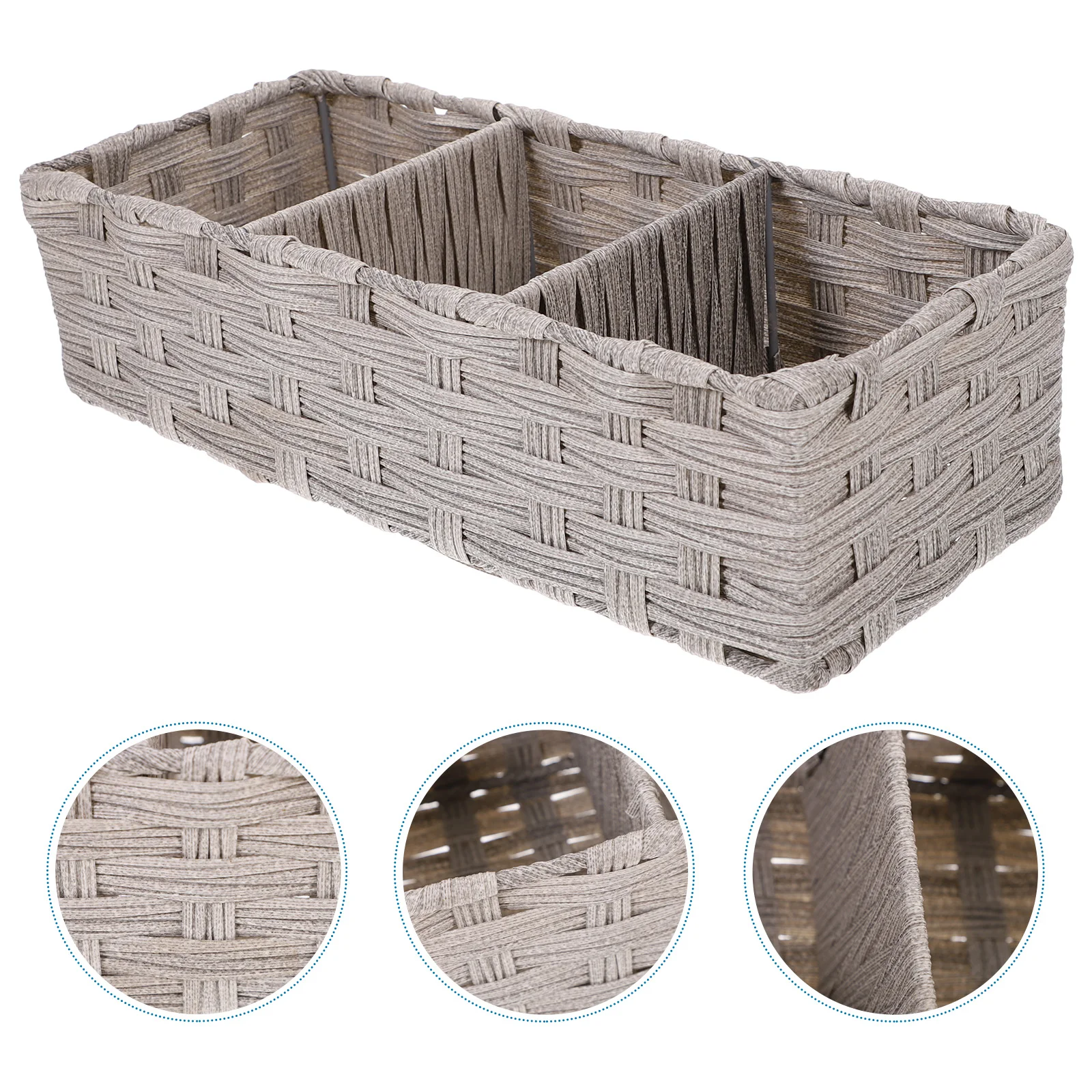 

Straw Storage Box Living Room Accessory Coffee Rectangular Case Cattail Grass Household Container