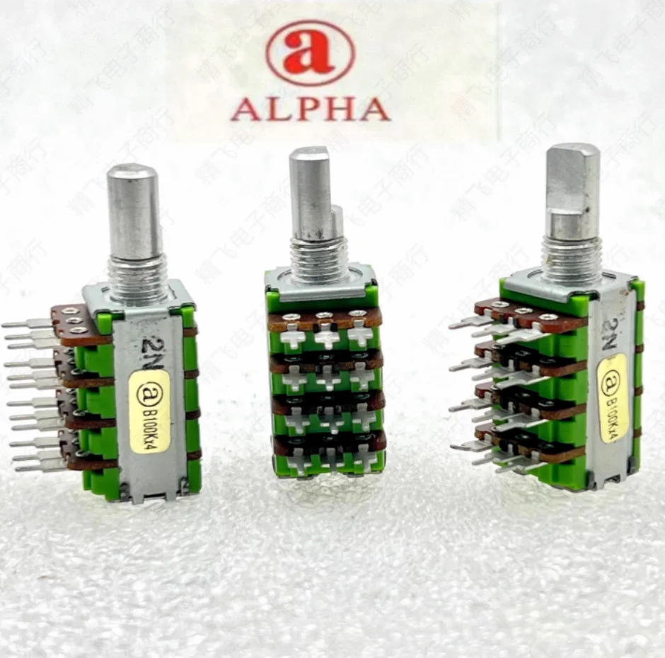 1 pcs. Taiwan ALPHA Alpha RK12 precision potentiometer quad B100K * 4 shaft length 15MM quad channel