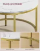 VASAGLE Round Coffee Table, Small Coffee Table with Faux Marble Top and Glass Storage Shelf, 2-Tier Circle Coffee Table 5