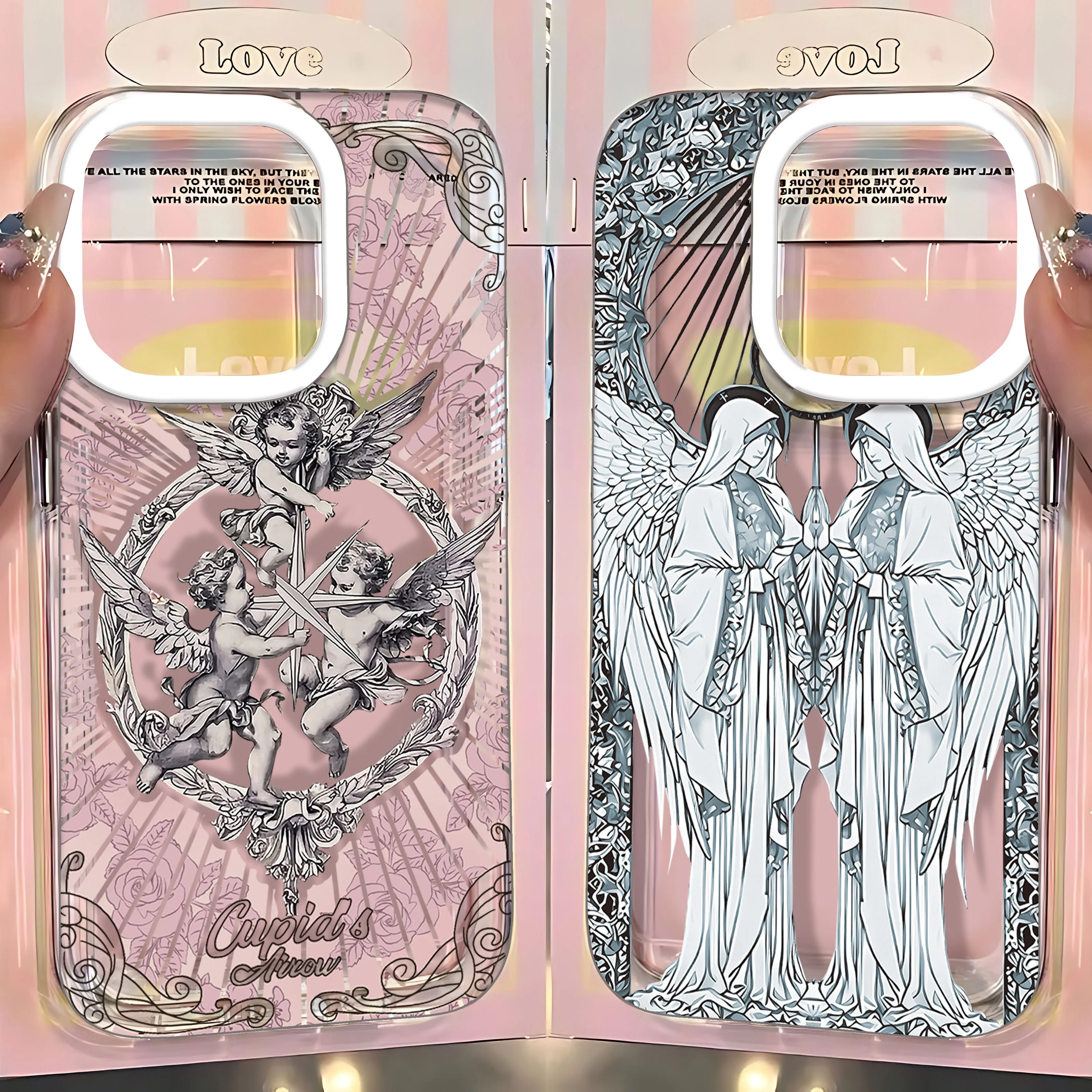 Retro Cupid Angel Clear TPU Phone Case - Vintage-Inspired Design and Durable Protection