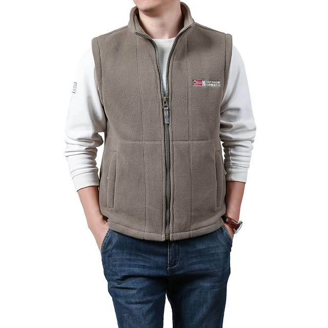 Autumn New Men Casual Windproof Vest Jacket Winter Thick Stand Collar Polar Fleece Sleeveless Vest Outdoor Sports Waistcoat Male 2