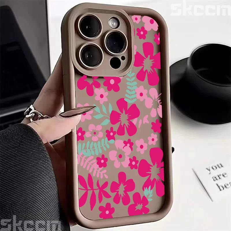 Luxurious Pink Flower Soft Silicone Shockproof Phone Case