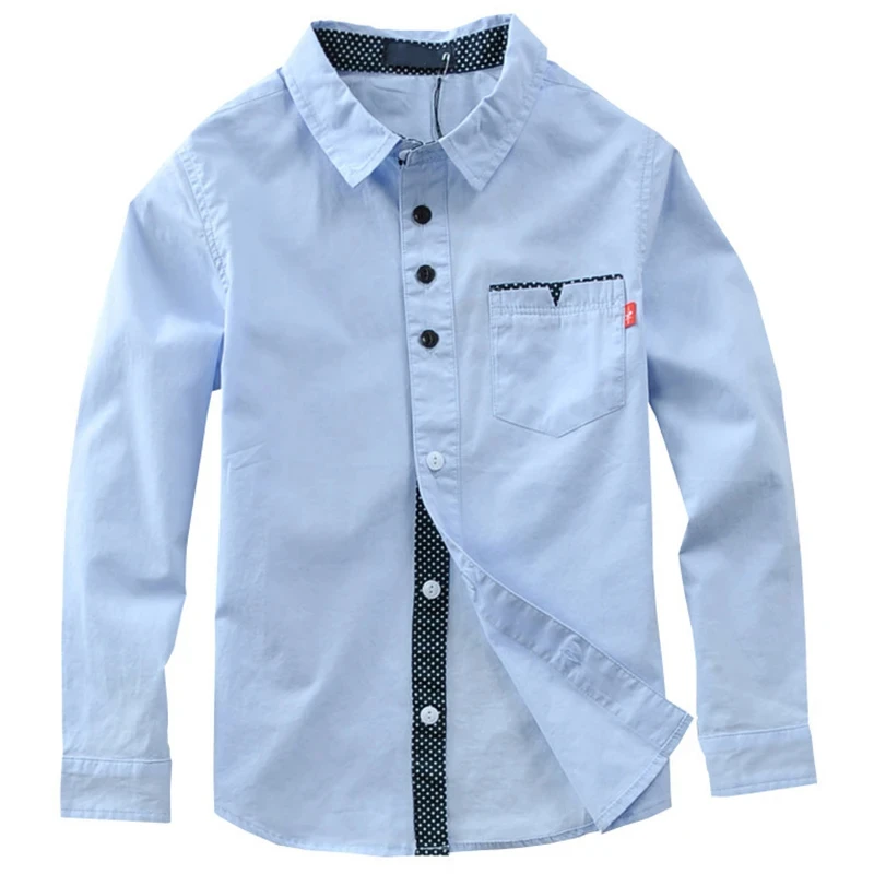 Boys Shirts Children Boys Cotton Solid Kids Clothing 5-16T kids shirts