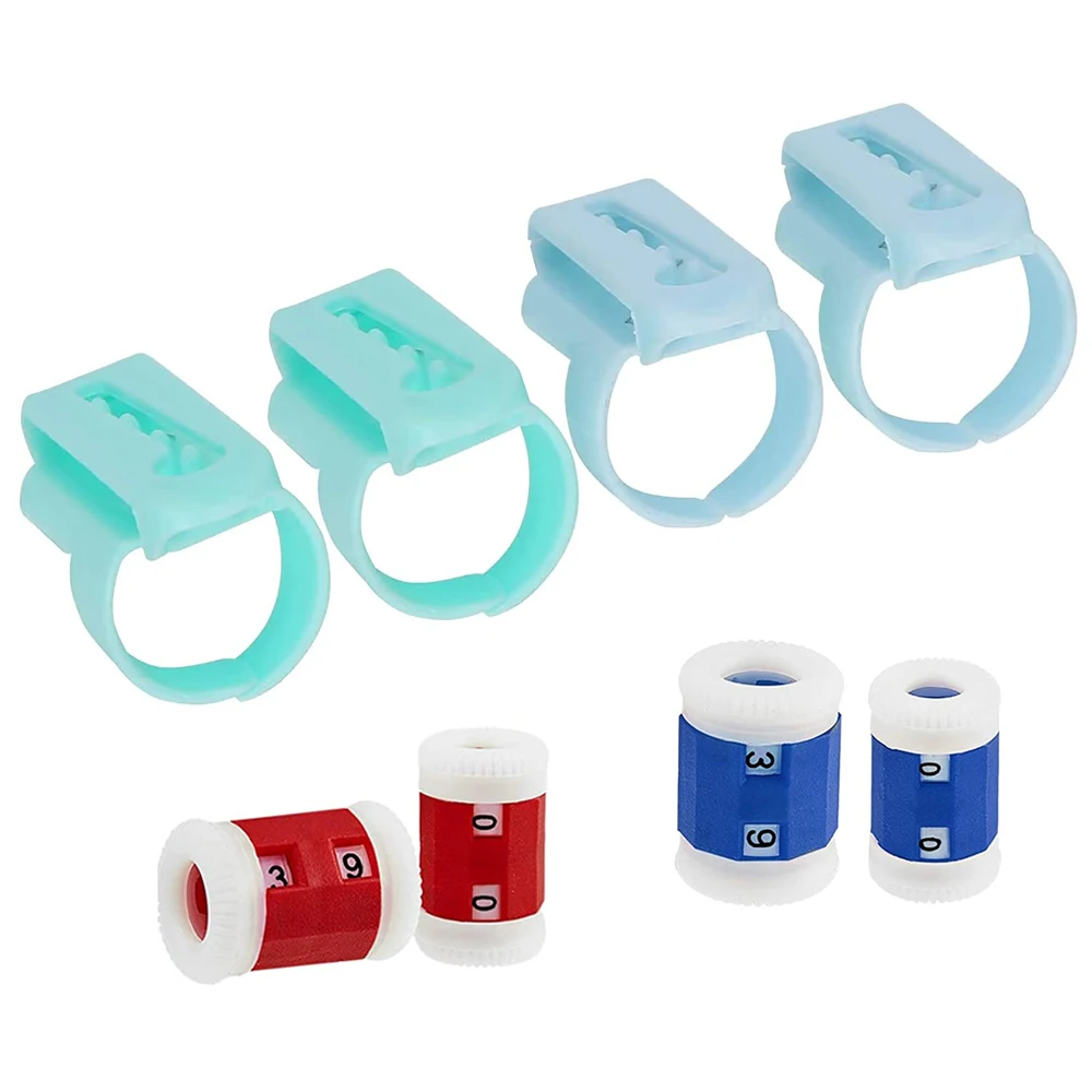 

8PCS Crocheting Knitting Supplies Yarn Guide Finger Holder & Knitting Row Counter Plastic Weaving Thread Guide Thimble Crafts