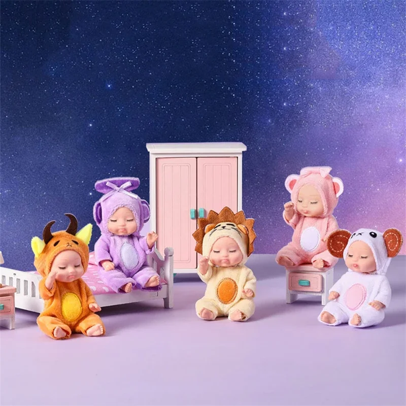 12Pcs/Set Sleeping Reborn Baby Doll Kit Toys Mini Constellations Baby Cute Adorable Dolls Playset Birthdays Gifts For Kids 2