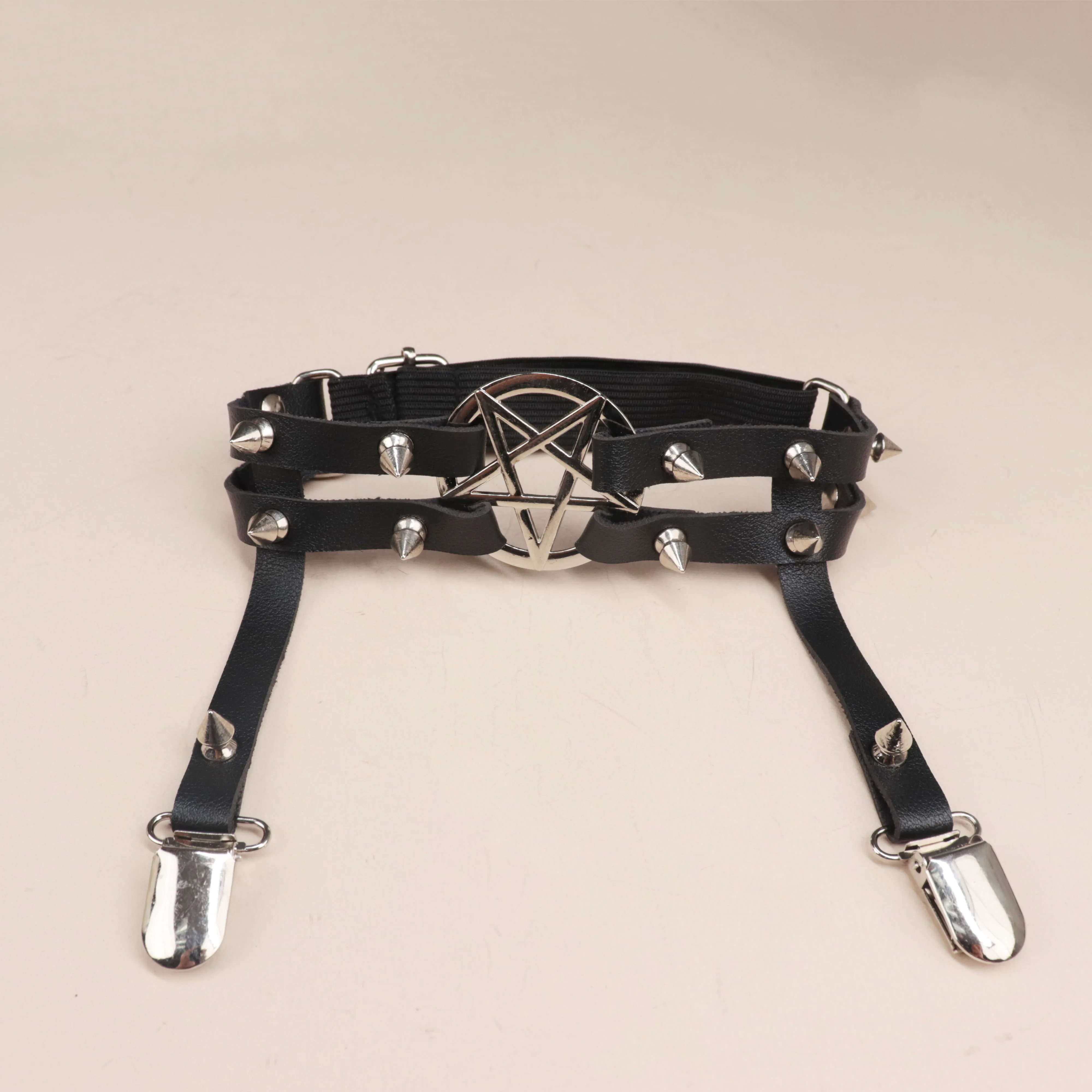 Women's Fashion PU Leather Garter Gothic Original Style Accessory Cosplay Pentagram Garter Clip