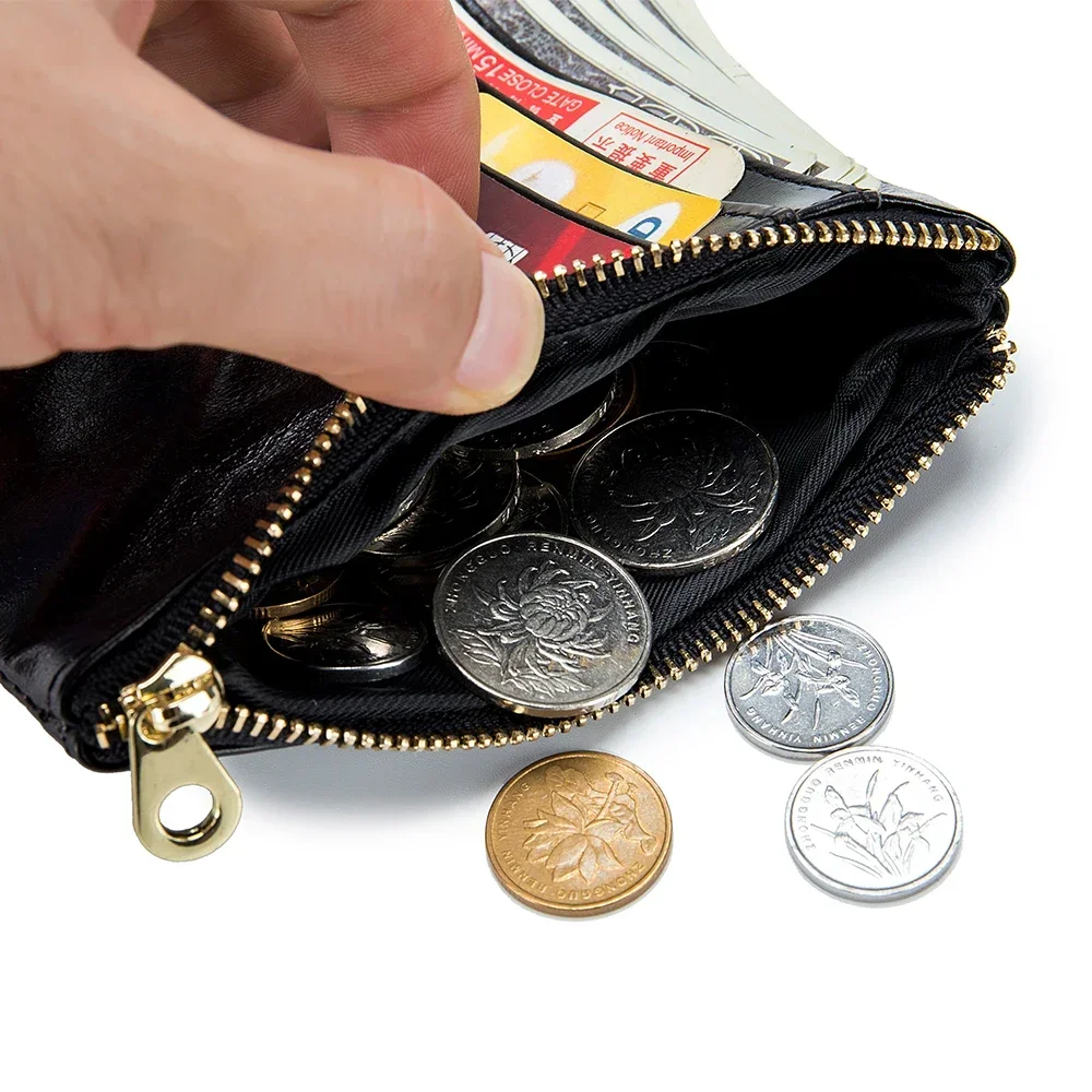 New Genuine Leather Retro Handheld Bag Short Wallet Women's Multifunctional Clip Zero Cowhide Wallet Simple Storage Bag