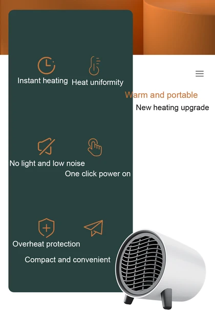 Riscaldatore elettrico ventilatori riscaldanti Mini termoventilatore  portatile PTC riscaldatore caldo scaldino elettrico da tavolo per bagno  Home Room Office