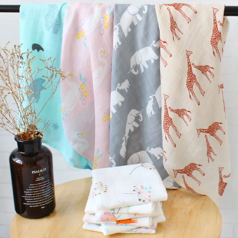 60x60cm Bamboo Cotton Muslin Baby Burp Cloth Soft Print Scarf Multifunction Bibs Burp Cloths Towel accessories Muslin Diaper 3