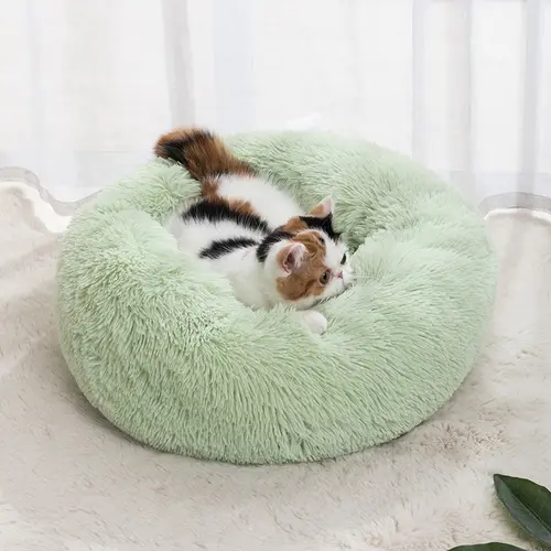 고양이 둥지 라운드 부드러운 얽히고 설킨 매트 실내 개 고양이 침대 애완 동물 용품 이동식 기계 세탁기 작은 애완 동물을위한 베개 침대 2