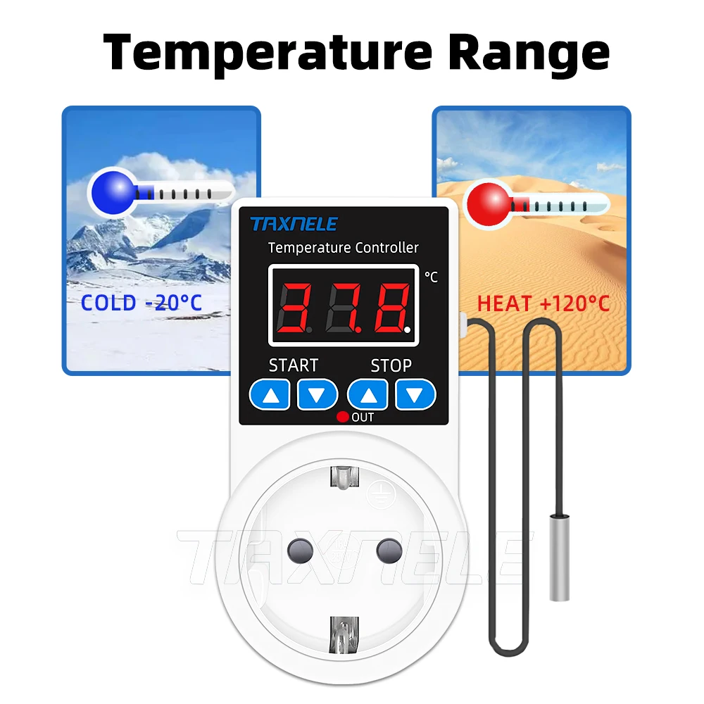 Presa Termostato Digitale 230V Con Sonda: Controllo Temperatura Per Riscaldamento, Raffrescamento, Ventilazione - 5