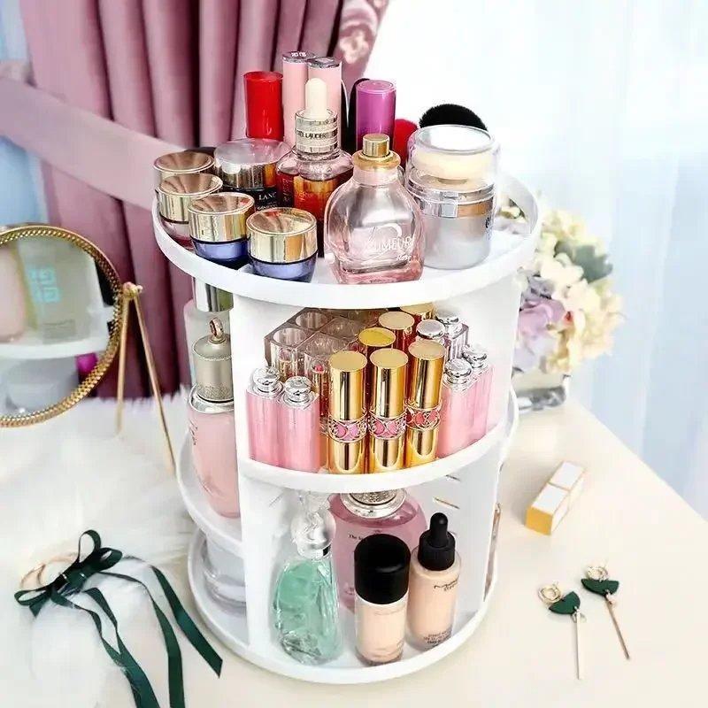 2 in 1 Makeup Organizer 360 Rotating Makeup Brush Holder PET Large Capacity  Cosmetic Storage Rack For Lipstick Perfume Skincare - AliExpress