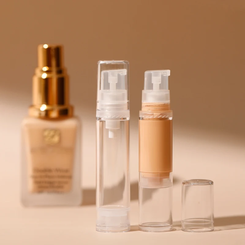 Liquid Foundation Travel Bottle 5ml 10ml 15ml Mini Cosmetic Foundation Sample Repackaging Tools Airless Pump Bottle Portable 1pc 15ml 30ml liquid foundation storage bottle cosmetics travel emulsion high grade glass anti oxidation separately packed case