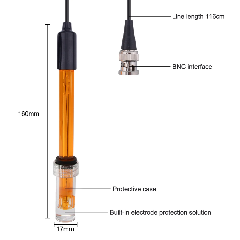 PH ORP Replacement Probe With BNC Interface 300cm Cable 0-14 PH Q9 Probe Control