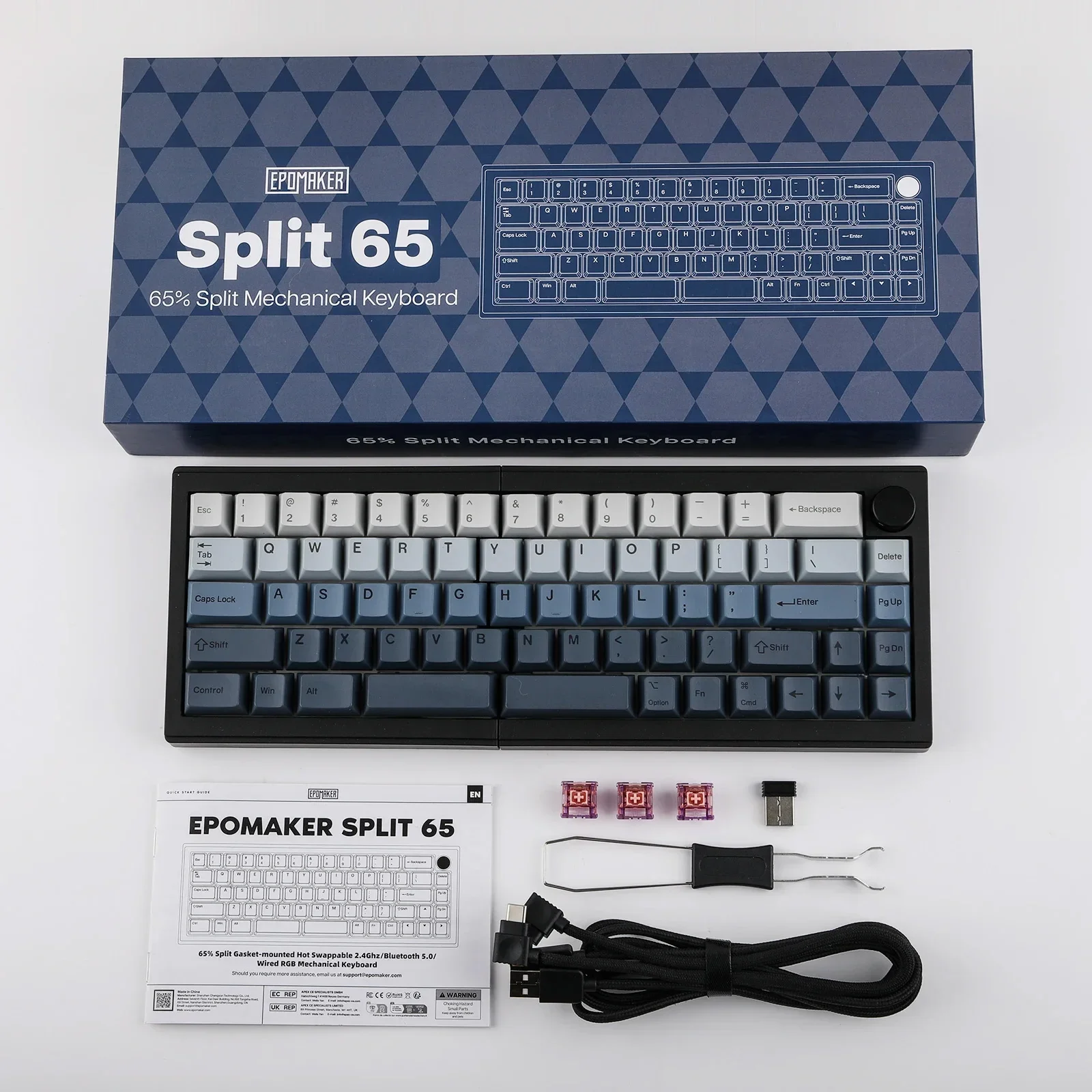 EPOMAKER Split65 分割キーボードワイヤレス Bluetooth トライモード