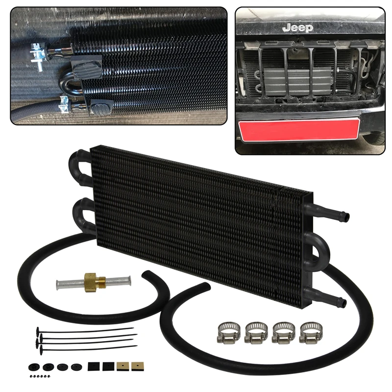 Kit Convertitore Radiatore Auto-Manuale Per Radiatore Olio Cambio Remoto In Alluminio A 4 File