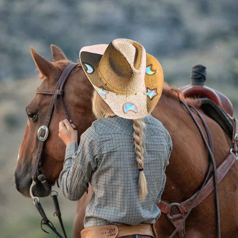 2025 Vintage Summer Beach Bohemian Straw Hat Shell Women Men Western Cowboy Hats Wooden Beads Hollow Out Sun Hat Holiday Cap
