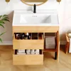 36 Inch Bathroom Vanity with Undermount Ceramic Sink, Natural Brown Bathroom Sink Cabinet, Modern Bathroom Storge Vanity 3