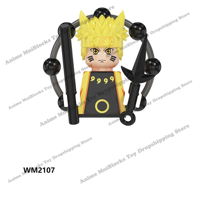 WM6109 Naruto blocks anime Sasuke Kakashi Madara Zetsu Might Guy Rock Lee mini action toy figures Assemble bricks toys kid gifts Dark Orange
