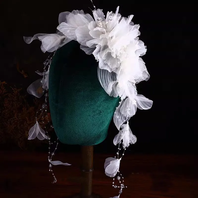 Gorgeous Crepe Flower Hairband for Bridal Headwear Mori's Fairy Handmade Accessories